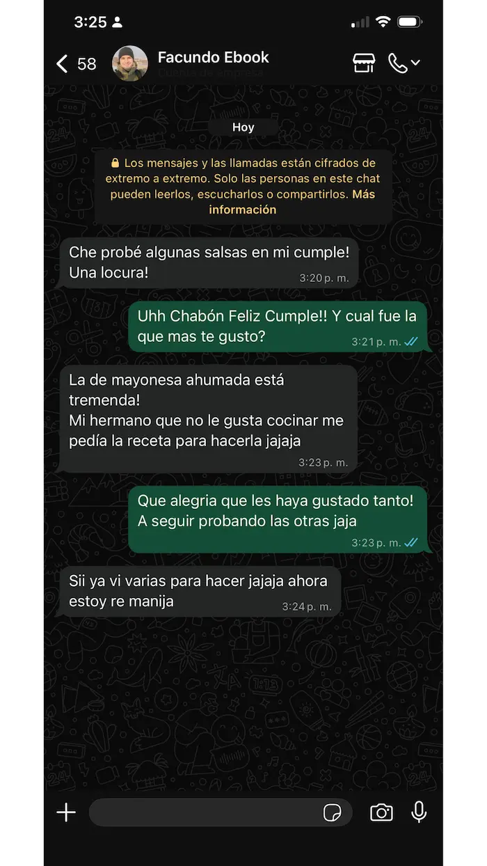 Captura de WhatsApp de Martín